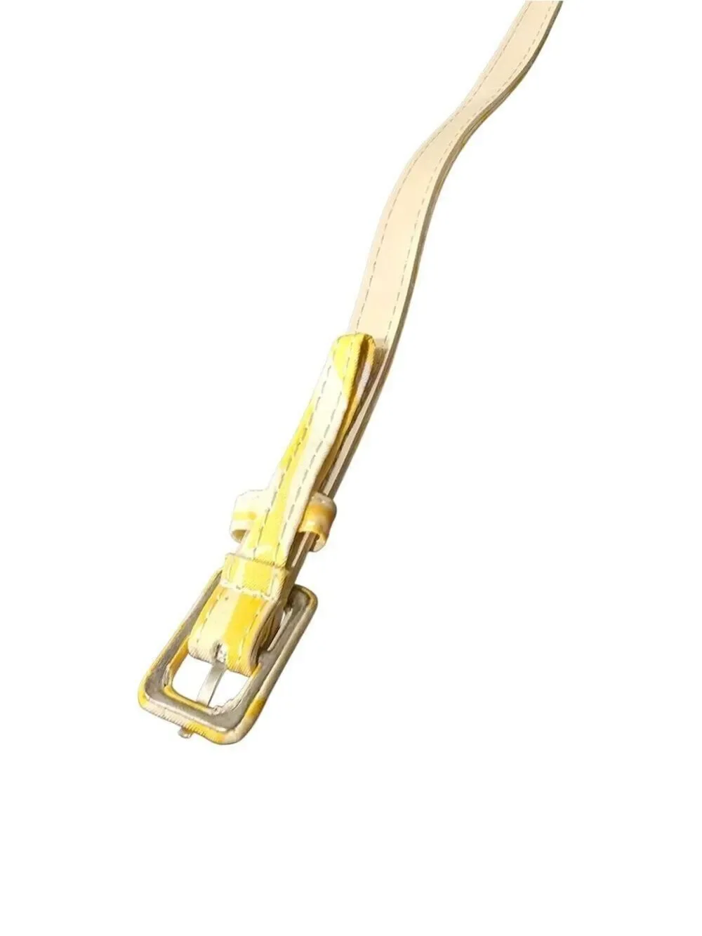 Yellow and Cream Skinny Belt Thin Retro